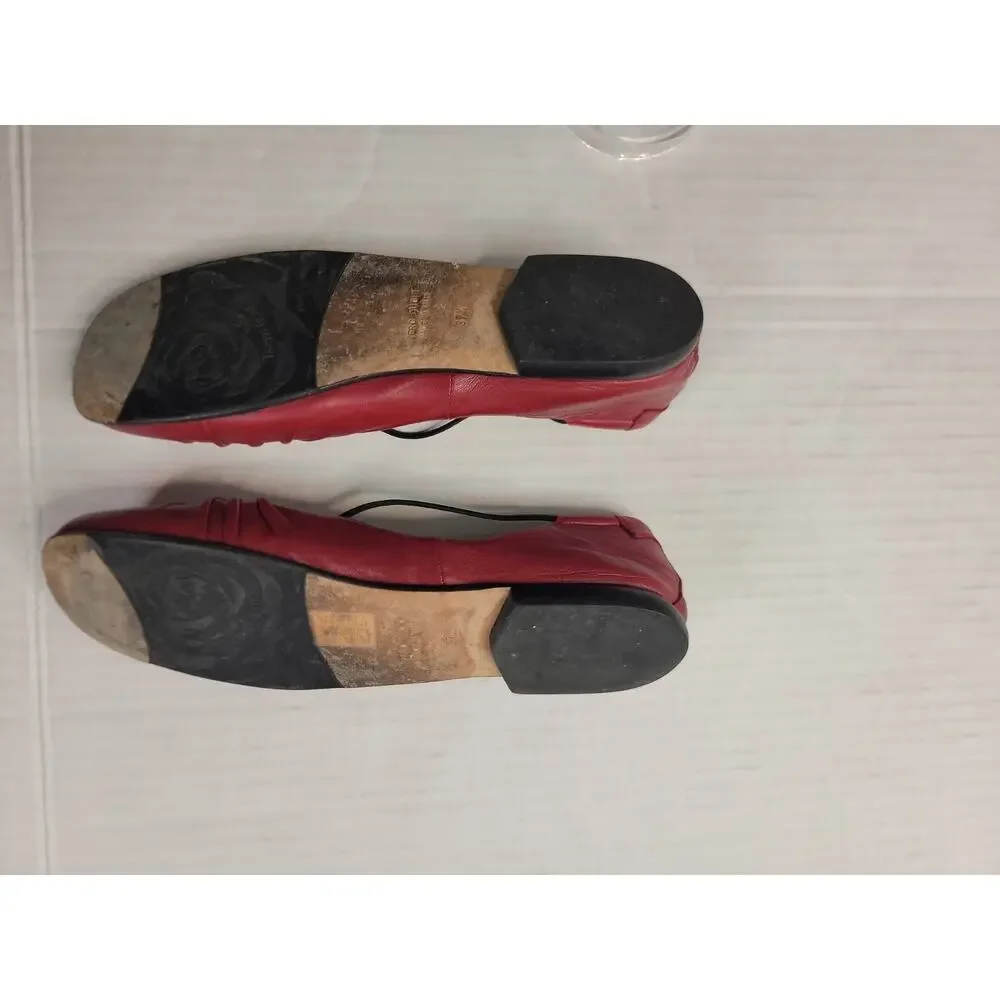 Taryn Rose Alessandra Leather Ballet Flats Red Leather Bijou-Napa Italy Sz 37.5_8